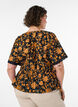 Blomstret bluse i bomuld med bindeb&aring;nd, Orange, Model image number 2