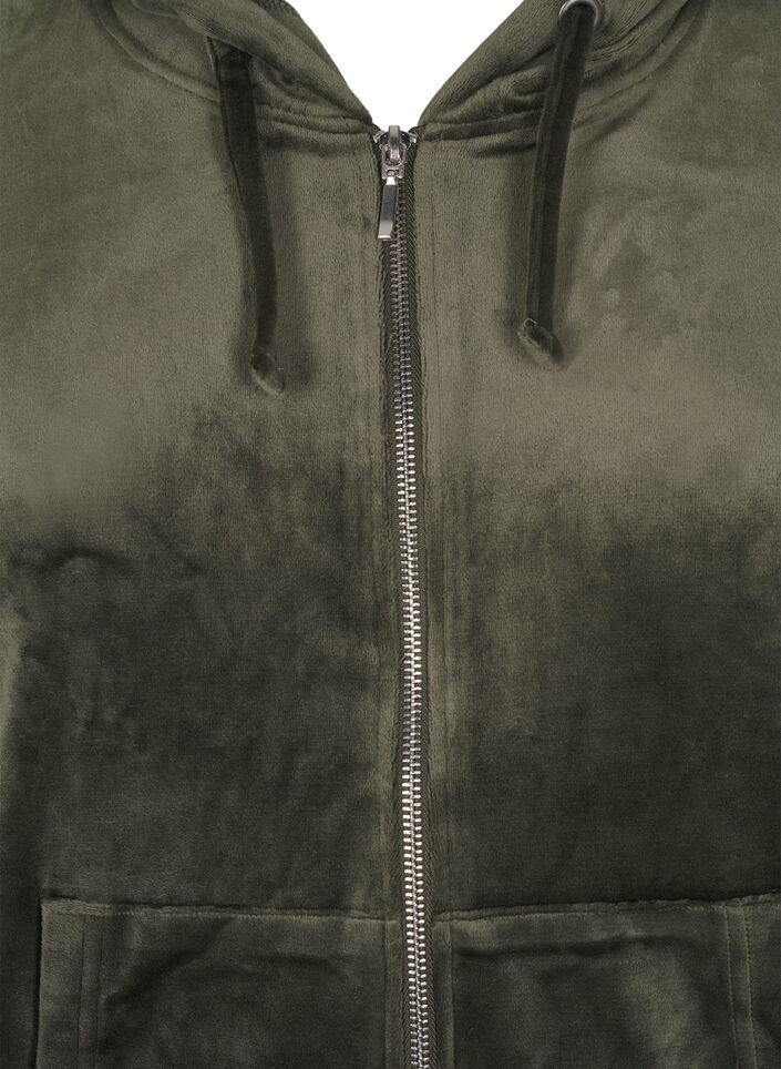 Velour cardigan med hætte, Rosin, Packshot image number 2