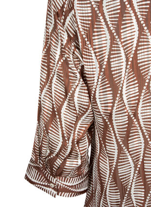 Bluse med print og 3/4 ærmer, Brown Abstract AOP, Packshot image number 3