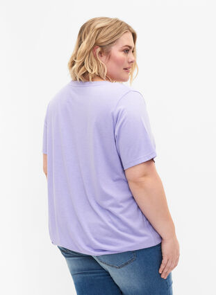 Meleret t-shirt med elastikkant, Lavender Mél, Model image number 1