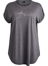 Kort&aelig;rmet natkjole med tekstprint, Sort