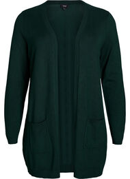 Lang strikcardigan i viskosemix, Grøn