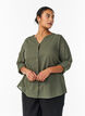 Skjortebluse i bomuld med V-udsk&aelig;ring, Gr&oslash;n, Model image number 0