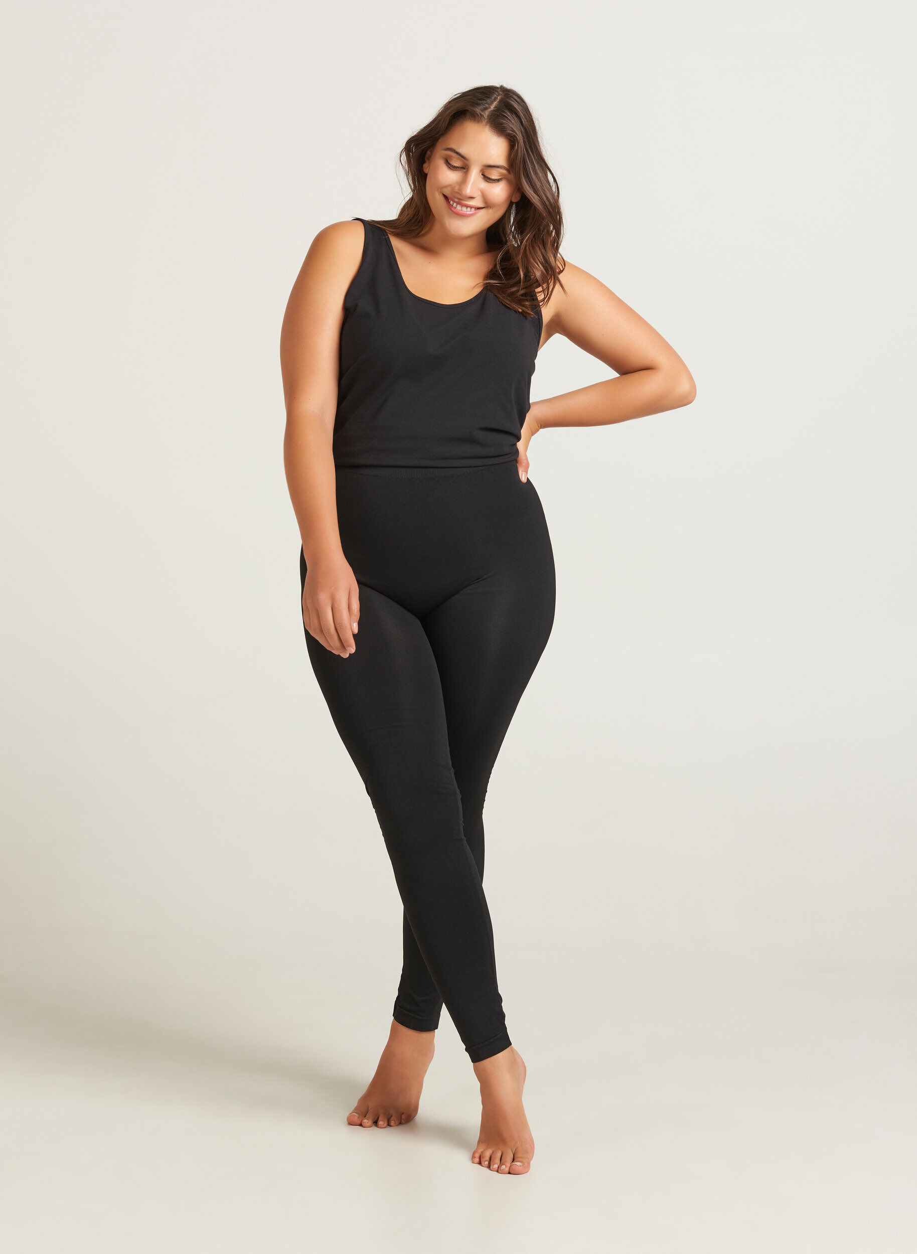 Zizzi Seamless leggings, Black, Model image number 0