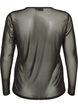 Transparent meshbluse med rhinsten, Sort, Packshot image number 1