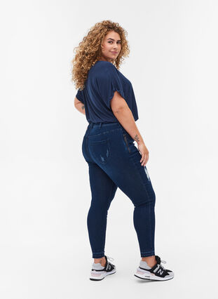 Super slim Amy jeans med slid, Dark blue denim, Model image number 1