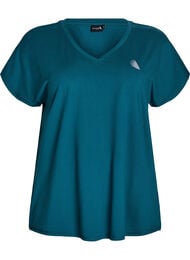 Løs trænings t-shirt med v-hals, Grøn