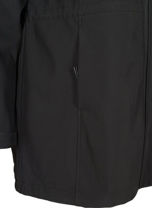 Softshell jakke med hætte og justerbar talje, Black, Packshot image number 3