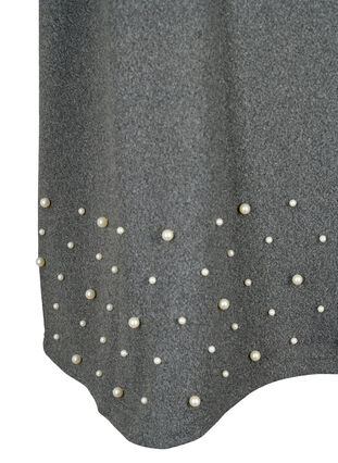 Bluse med perler og 3/4 ærmer, Dark Grey Melange, Packshot image number 3