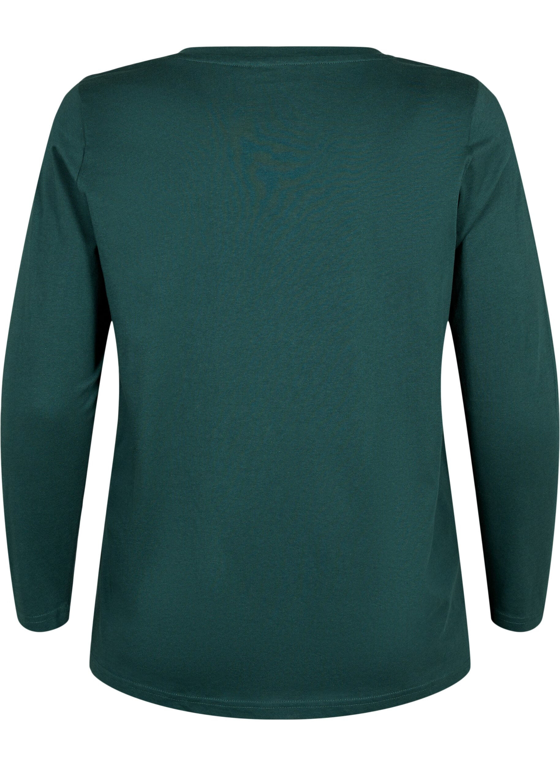 Zizzi Bomulds natbluse med teksttryk, Scarab, Packshot image number 1