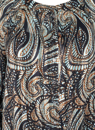 Lang skjorte med paisleyprint og lurex, Black Paisley, Packshot image number 2