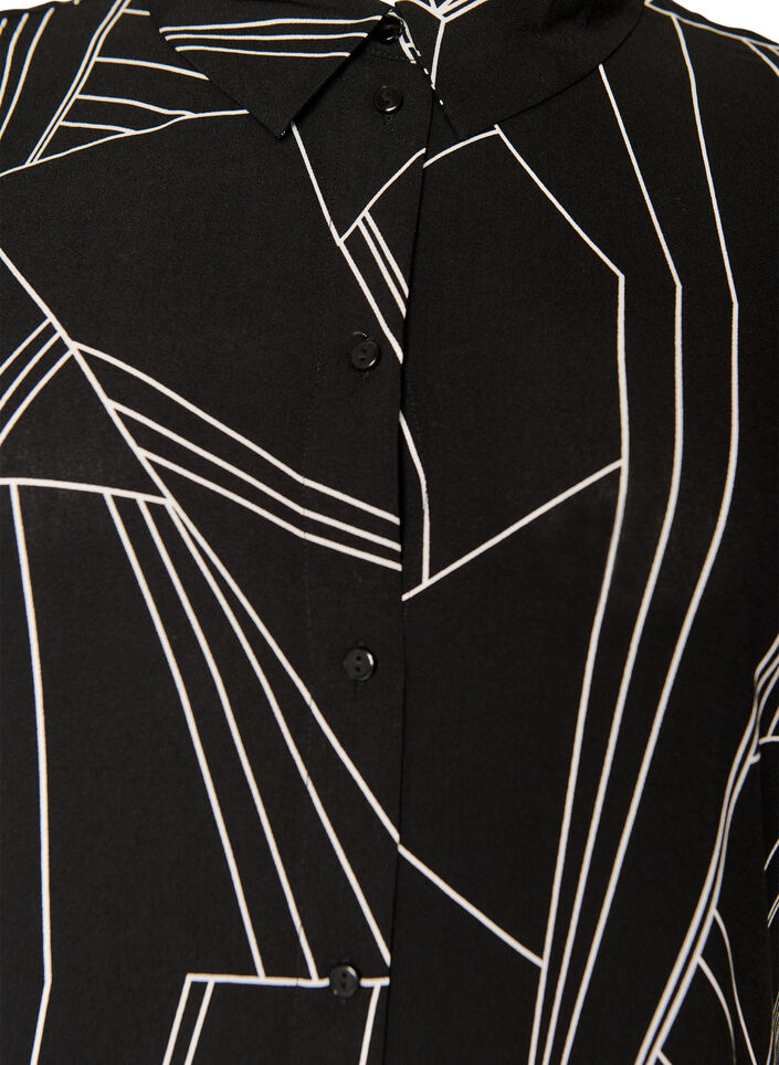 L&oslash;stsiddende lang skjorte i viskose, Sort, Packshot image number 2