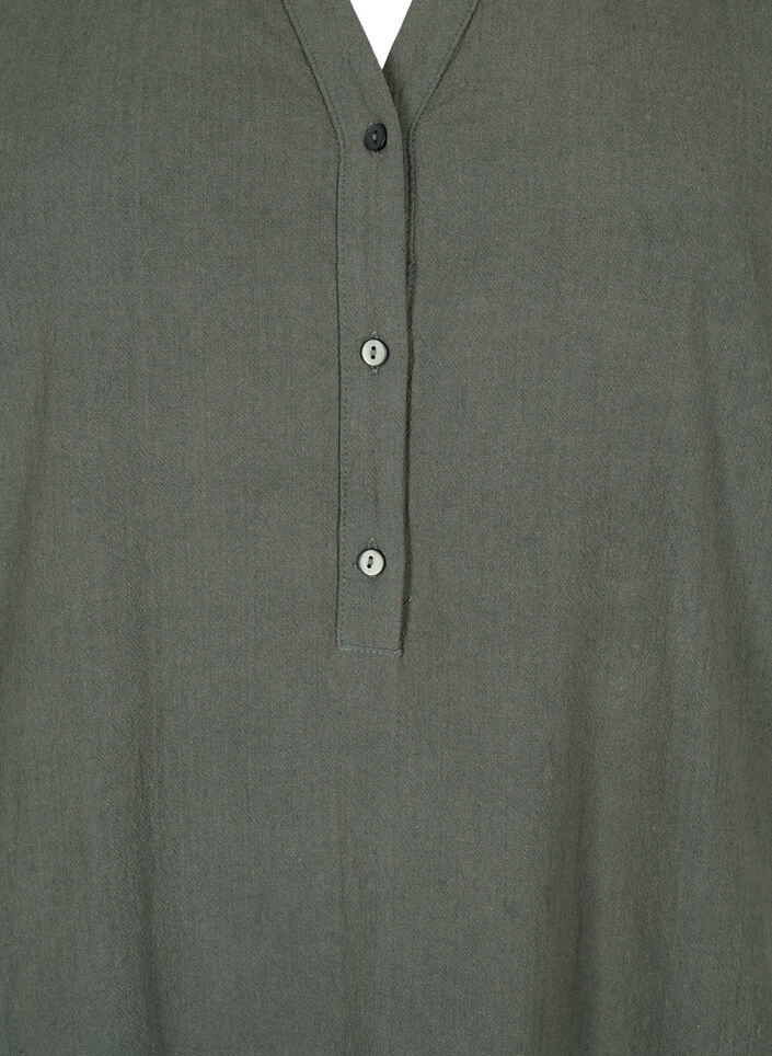 FLASH - Kortærmet midikjole i bomuld, Balsam Green, Packshot image number 2