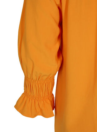 Viskose bluse med knaplukning og 3/4 ærmer, Tangelo, Packshot image number 3
