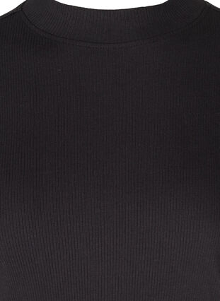 Bomulds bluse i rib med 2/4 ærmer, Black, Packshot image number 2