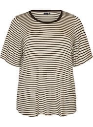 T-shirt med TENCEL&trade; Lyocell og striber , Brun