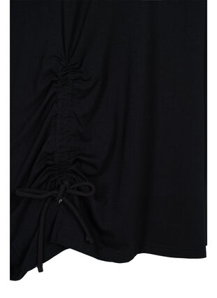 Kortærmet viskose tunika med snøredetaljer, Black, Packshot image number 3