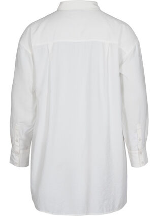 Lang viskose skjorte med lommer og slids, White, Packshot image number 1
