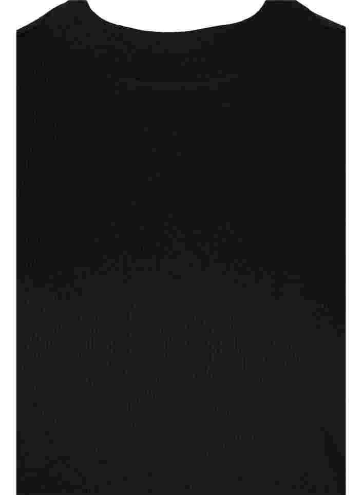 Højhalset bomuldsbluse med 2/4 ærmer, Black, Packshot image number 2