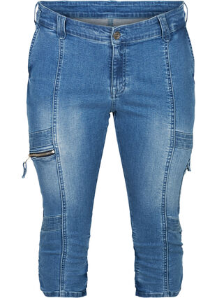 Nille capri jeans, Blue denim, Packshot image number 0