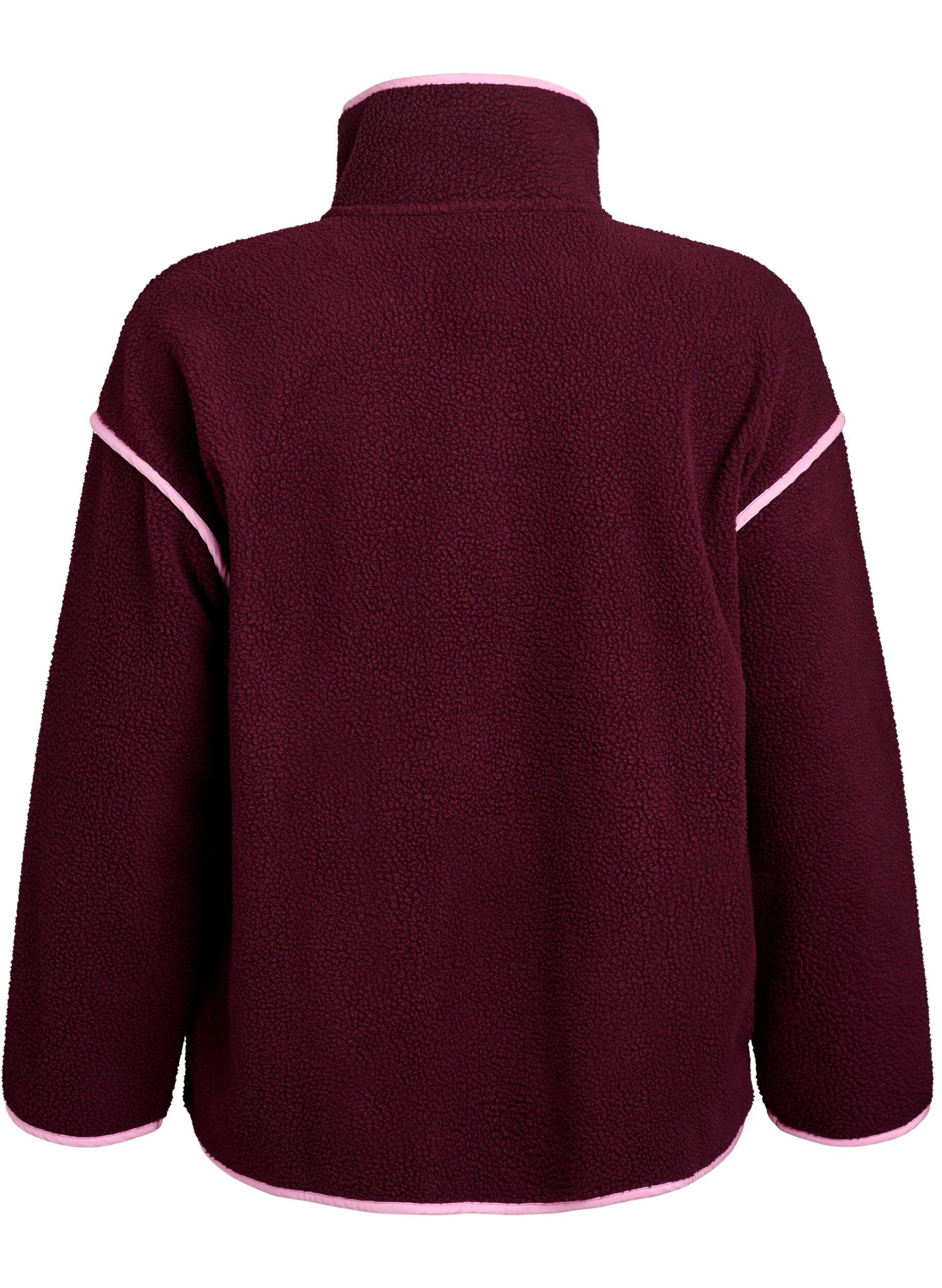 Zizzi Teddyjakke med kontrastdetaljer, R&oslash;d, Packshot image number 1