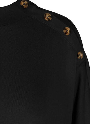 Ensfarvet poncho med knapper, Black, Packshot image number 3