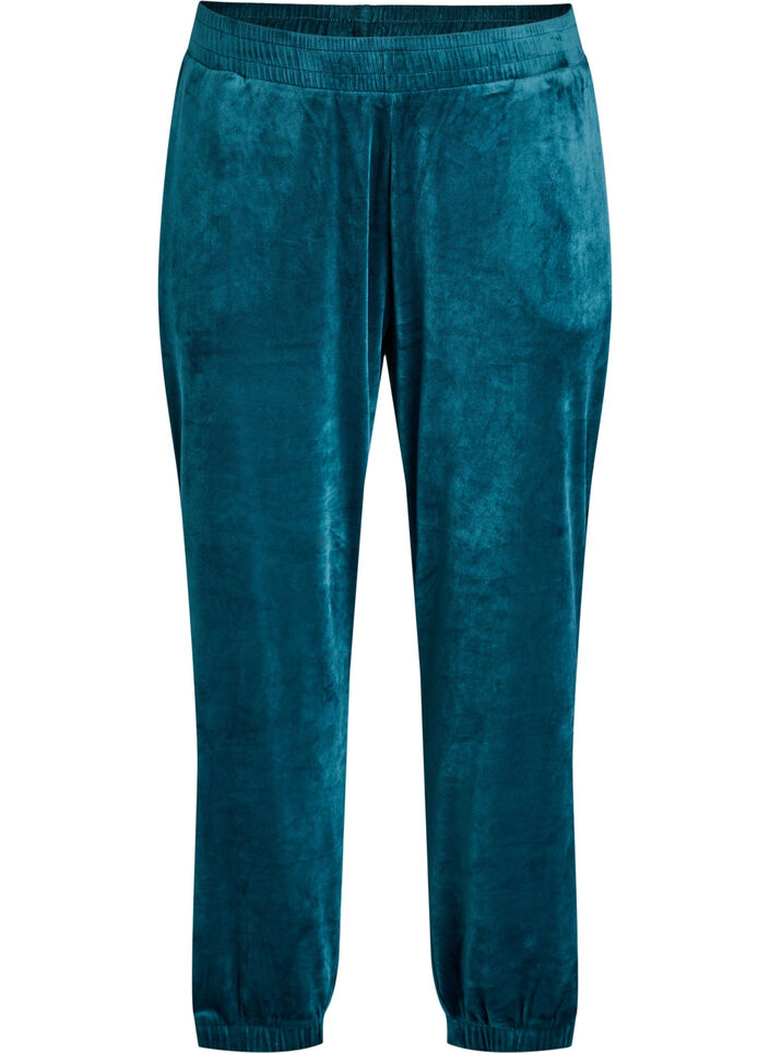 L&oslash;se bukser i velour, Gr&oslash;n, Packshot image number 0