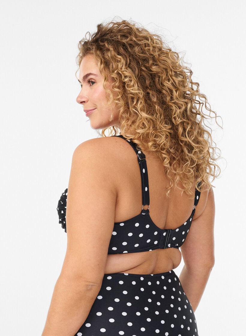 Bikini overdel med vattering og print, Sort, Model image number 1