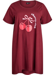 Kort&aelig;rmet natkjole i &oslash;kologisk bomuld , R&oslash;d