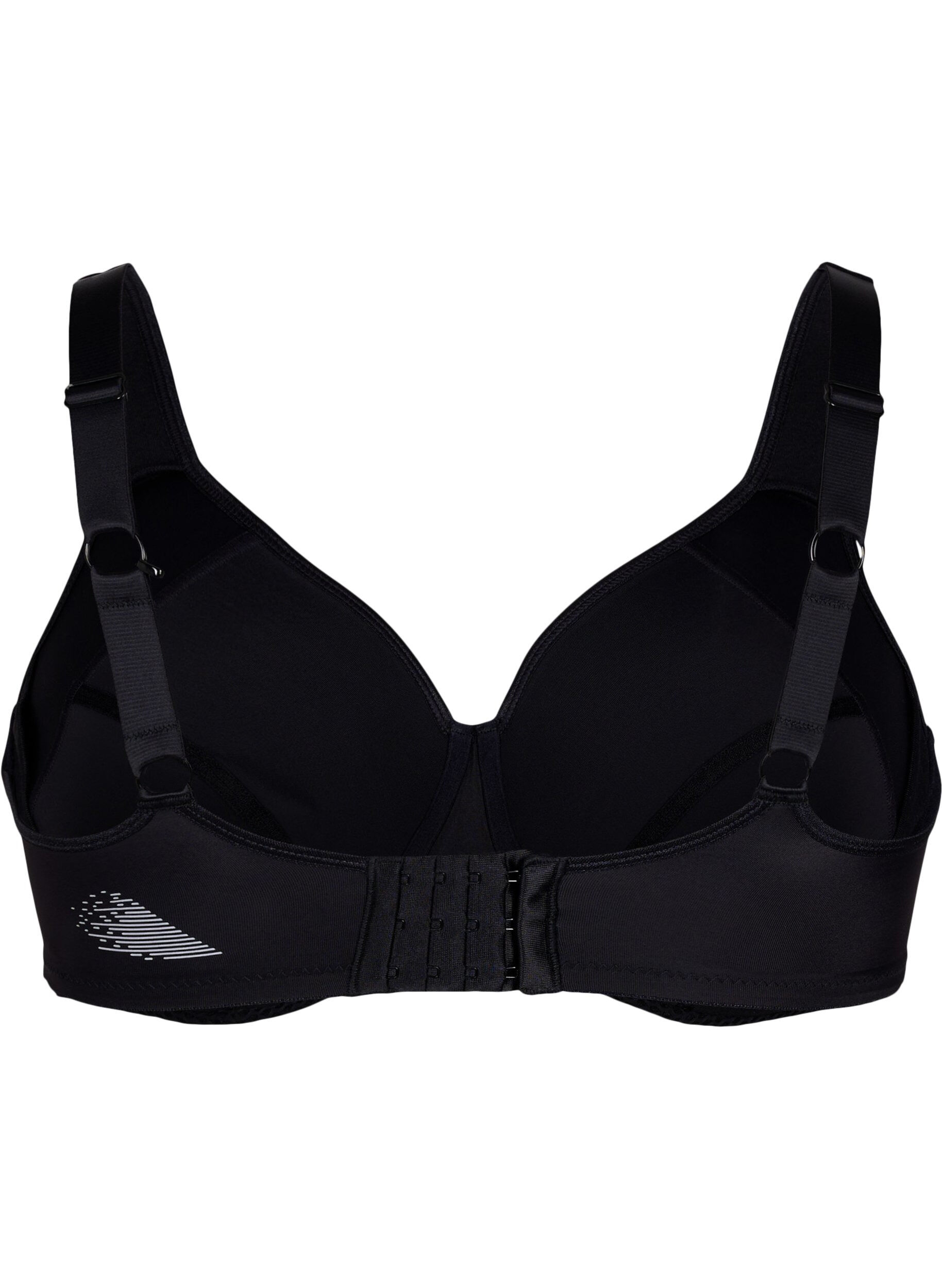 Zizzi CORE, HIGH SUPPORT WIRE BRA - Sports bh med b&oslash;jle, Sort, Packshot image number 1
