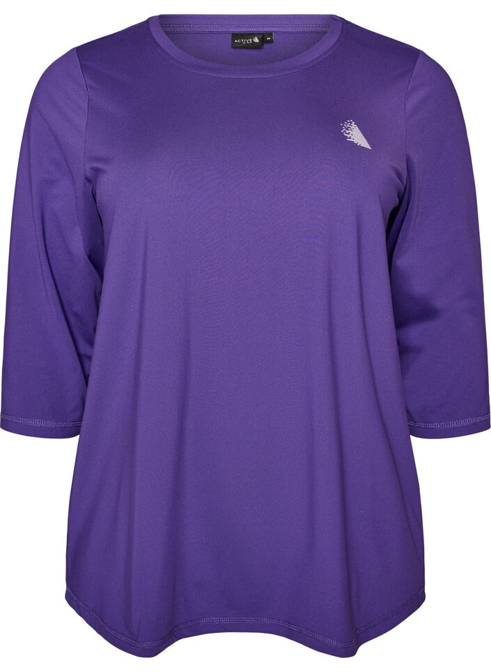 Tr&aelig;ningsbluse med 3/4 &aelig;rmer, Lilla, Packshot image number 0