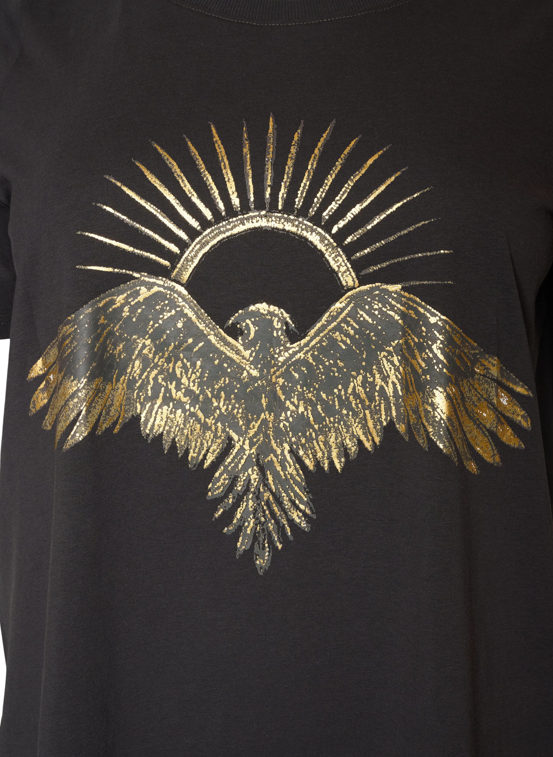 ZizziT-shirt i bomuld med print foran, Gr&aring;, Packshot image number 2
