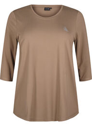 Tr&aelig;ningsbluse med 3/4 &aelig;rmer, Beige