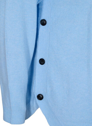 Meleret strikbluse med knappedetaljer, Chambray Blue Mel., Packshot image number 3