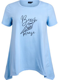 T-shirt med rund hals og A-facon, Bl&aring;
