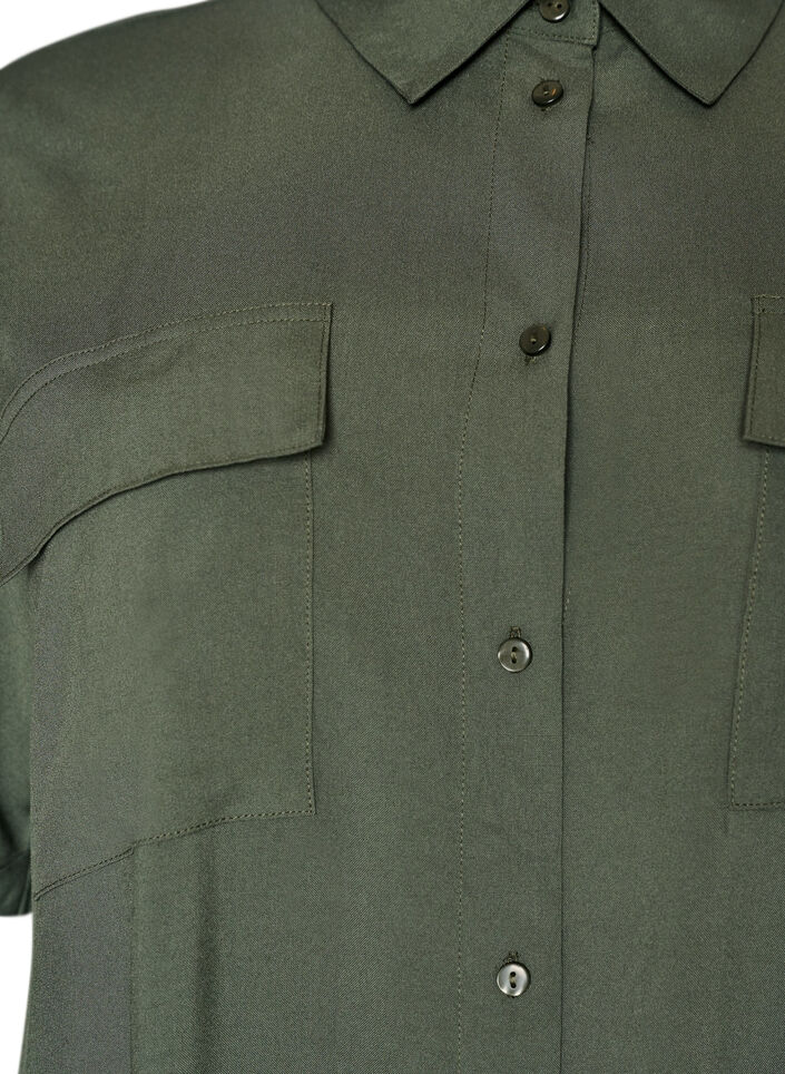 Lang skjortekjole med korte &aelig;rmer, Gr&oslash;n, Packshot image number 2