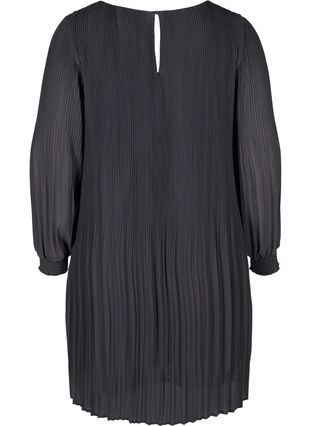 Plisseret kjole med v-udskæring og a-form, Asphalt ASS, Packshot image number 1