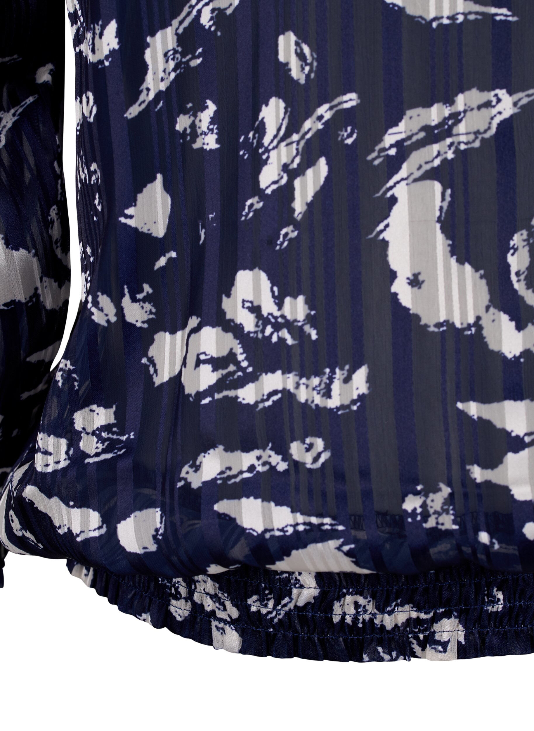 Zizzi Printet bluse med smock, Blue Leaf AOP, Packshot image number 3