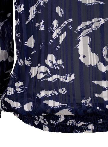 Printet bluse med smock, Blue Leaf AOP, Packshot image number 3