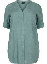 Lang skjorte med 3/4 ærmer og v-udskæring, Balsam Green