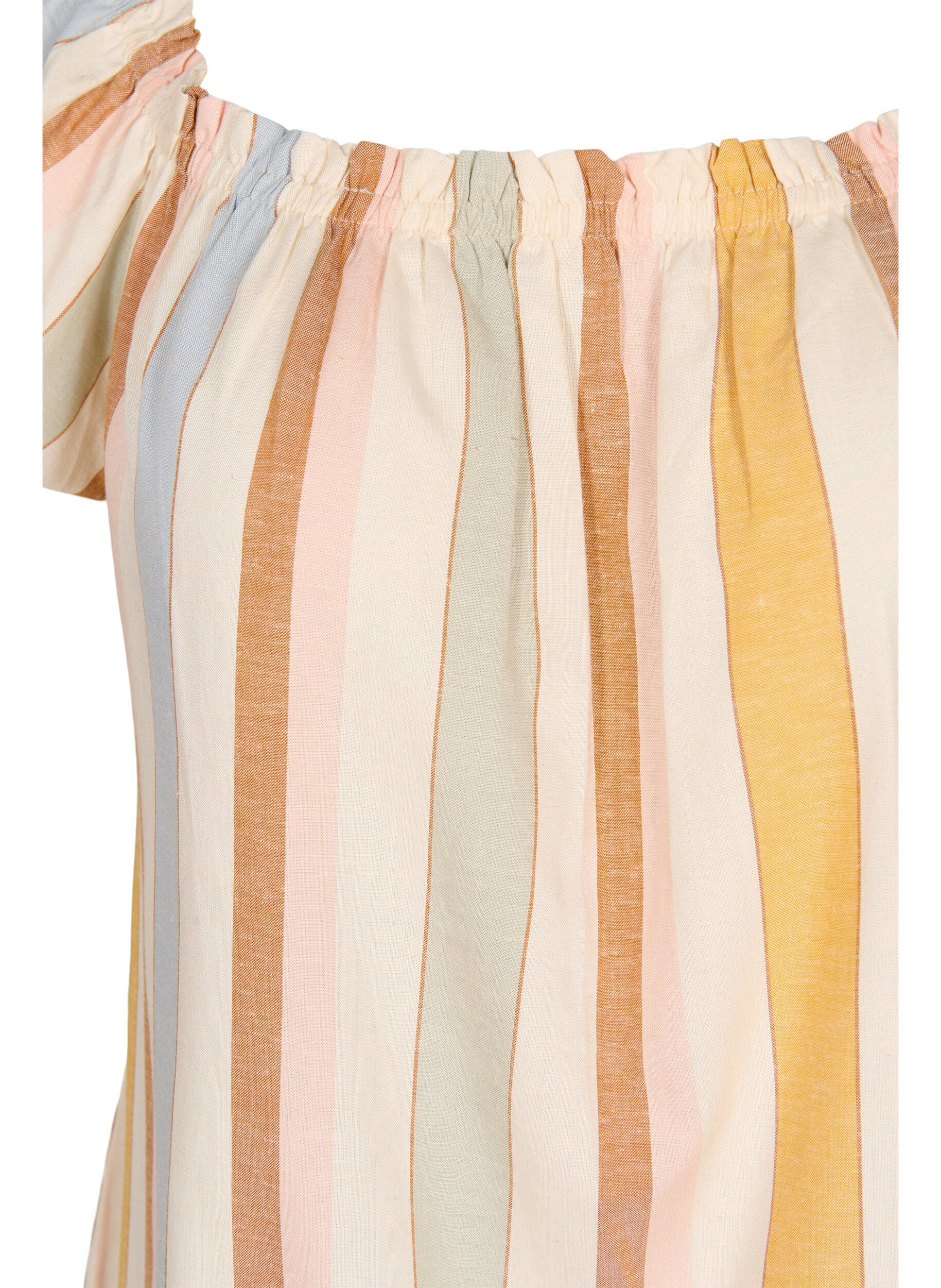 Zizzi Off-shoulder strand tunika, Striped Jaquard, Packshot image number 2