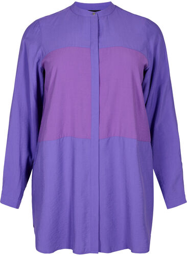 Lang skjorte med color-block , Purple Block, Packshot image number 0
