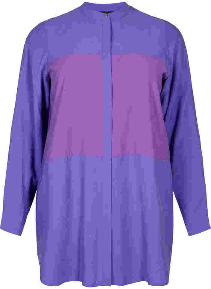Lang skjorte med color-block , Purple Block, Packshot image number 0