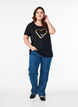 Bomulds t-shirt med motiv, Black w. Gold Love, Model image number 2