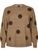 Strikbluse med prikket m&oslash;nster, Brun, Packshot image number 0