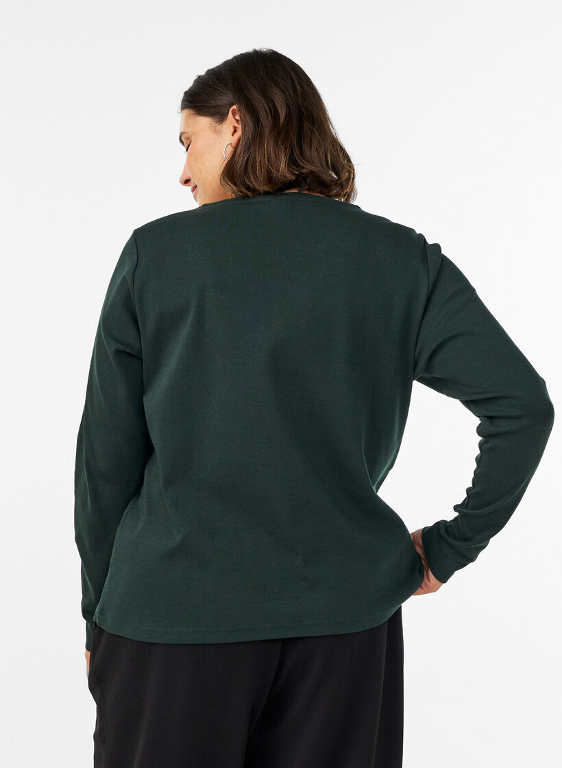 Lang&aelig;rmet basis T-shirt med rund hals, Gr&oslash;n, Model image number 2