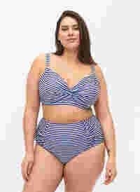 Stribet bikinitrusse med høj talje, Blue Striped, Model