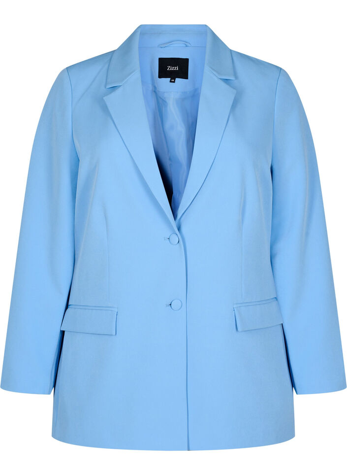 Klassisk blazer med knaplukning, Bl&aring;, Packshot image number 0