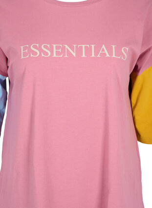 Color-block t-shirt med 2/4 ærmer, Pink Blocking, Packshot image number 2