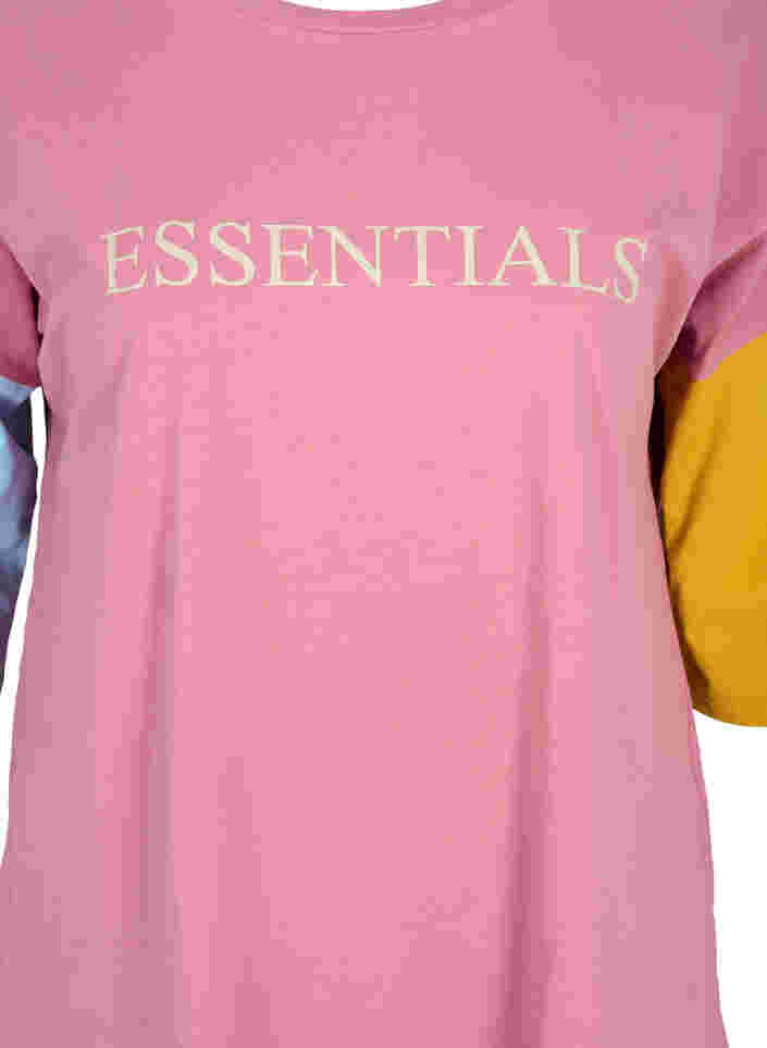 Color-block t-shirt med 2/4 ærmer, Pink Blocking, Packshot image number 2